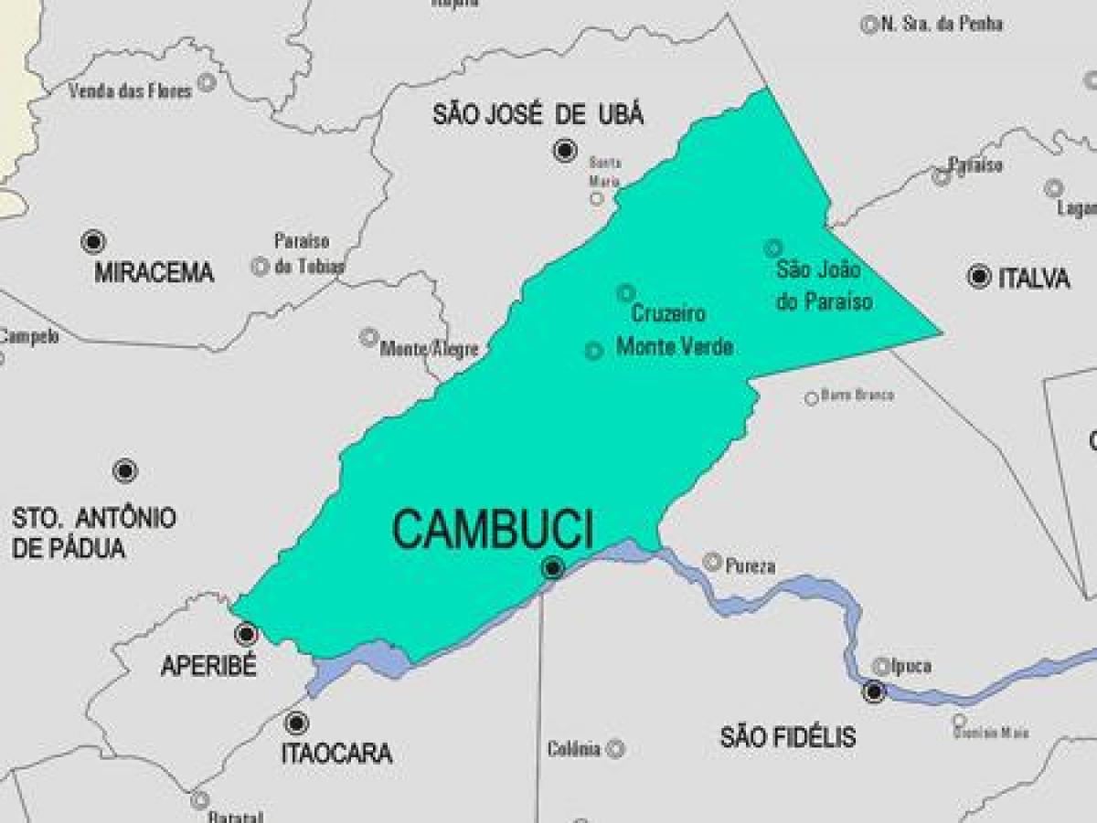 Žemėlapis Cambuci savivaldybė