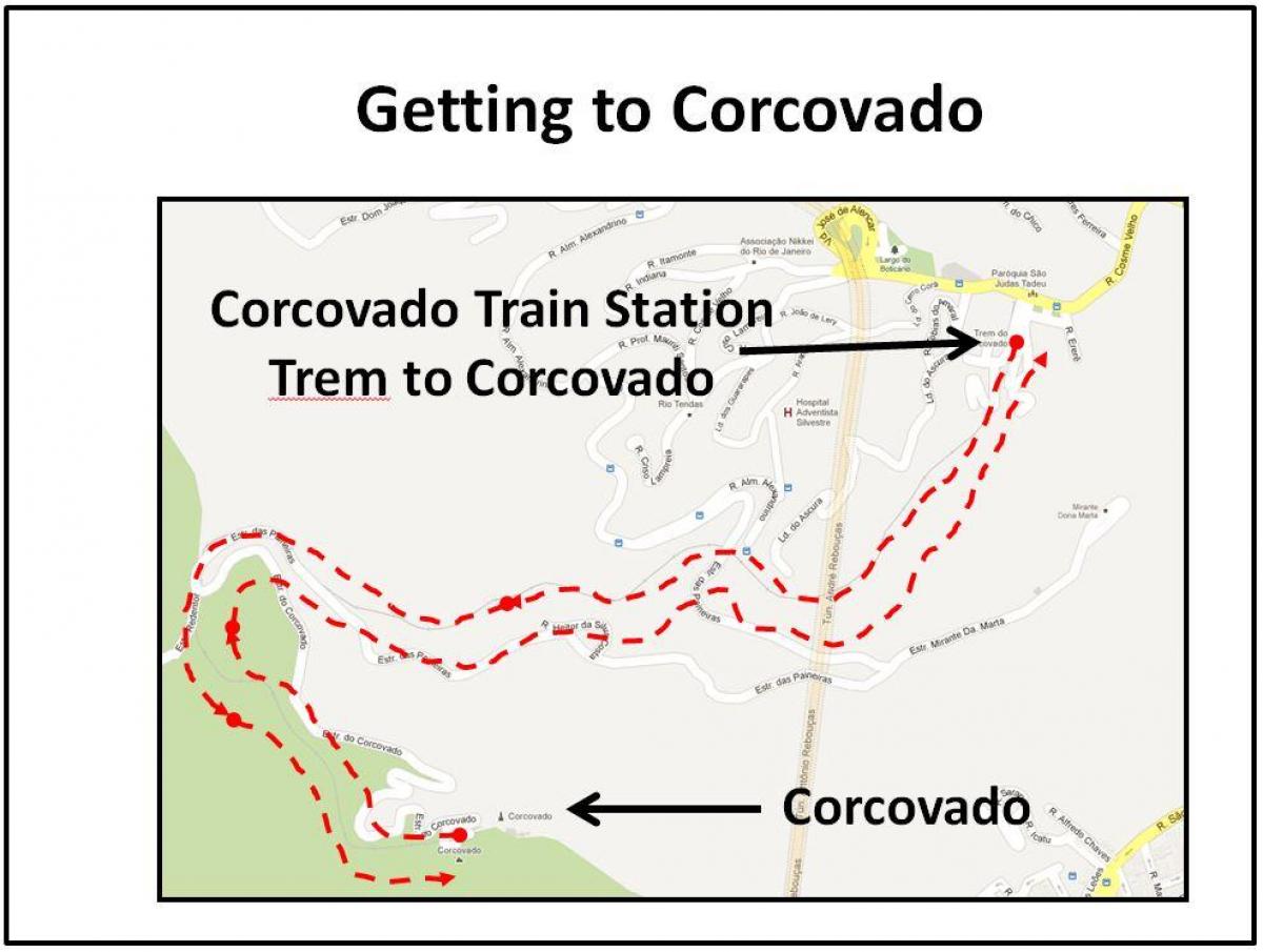Žemėlapis traukinio Corcovado