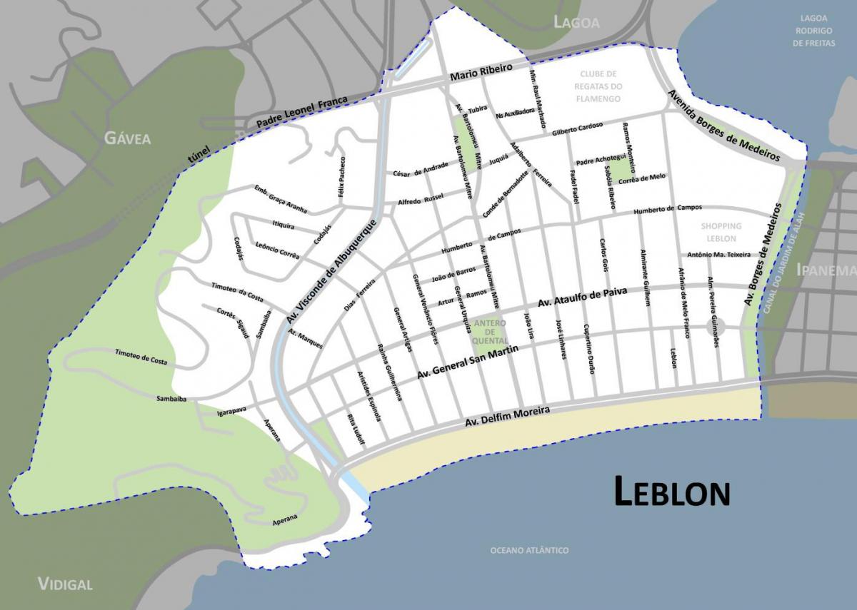 Žemėlapis Leblon paplūdimys