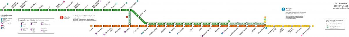 Žemėlapis Rio de Žaneiras metro Linijos 1-2-3