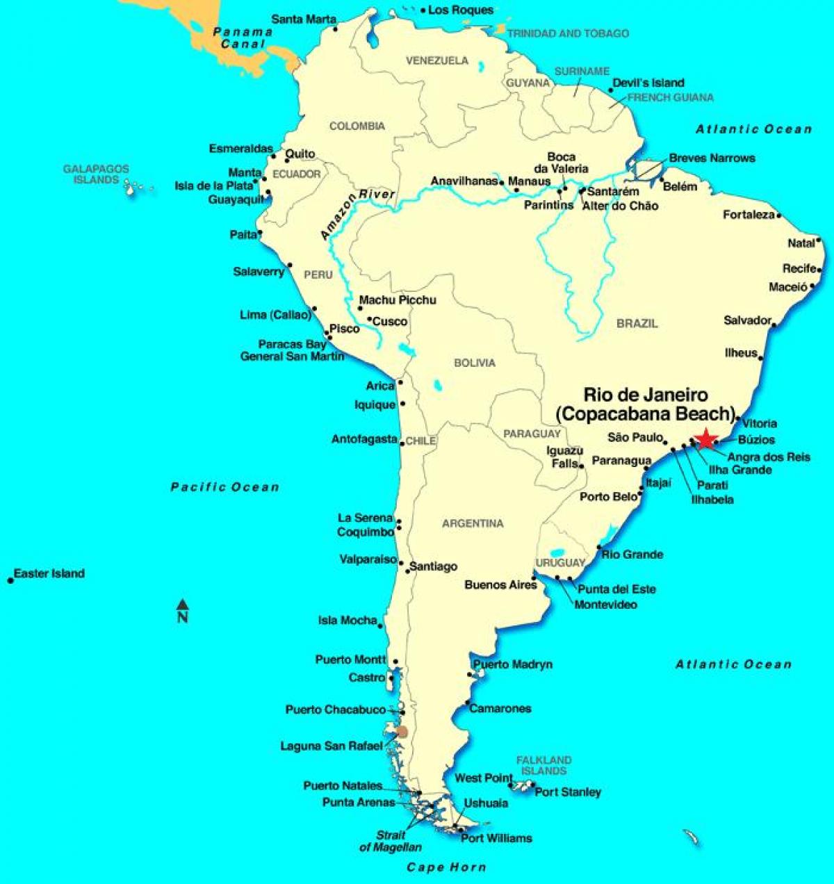 Žemėlapis Rio de Žaneiras Pietų Amerikoje