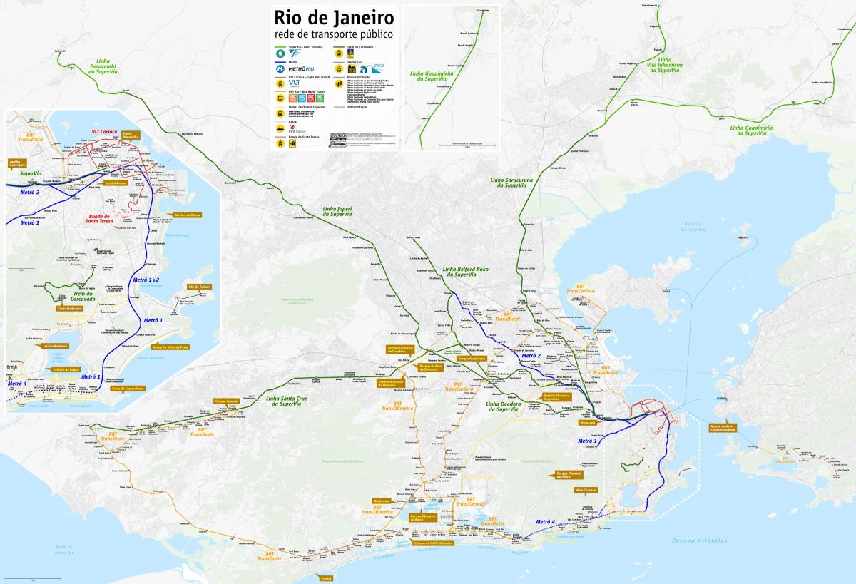 Žemėlapis Rio de Žaneiras transporto