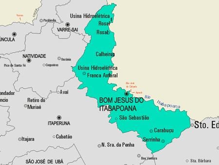 Žemėlapis Bom Jesus do Itabapoana savivaldybė