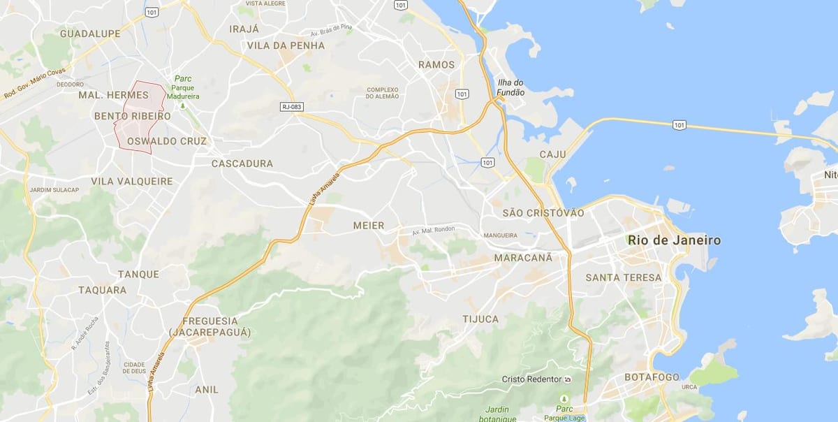 Žemėlapis favela Bento Ribeiro