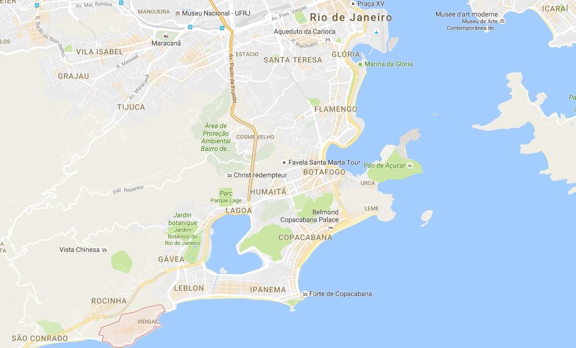 Žemėlapis favela Vidigal