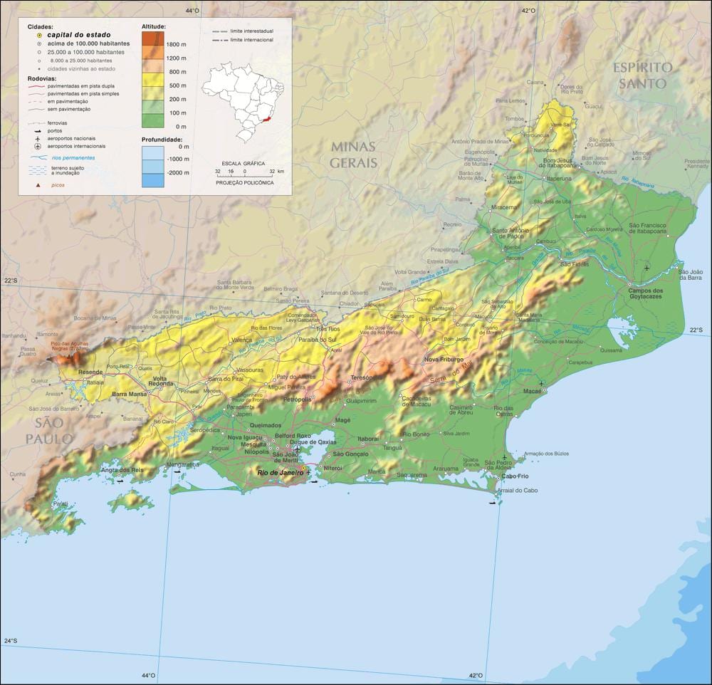 Žemėlapis geografiniu Rio de Žaneiras