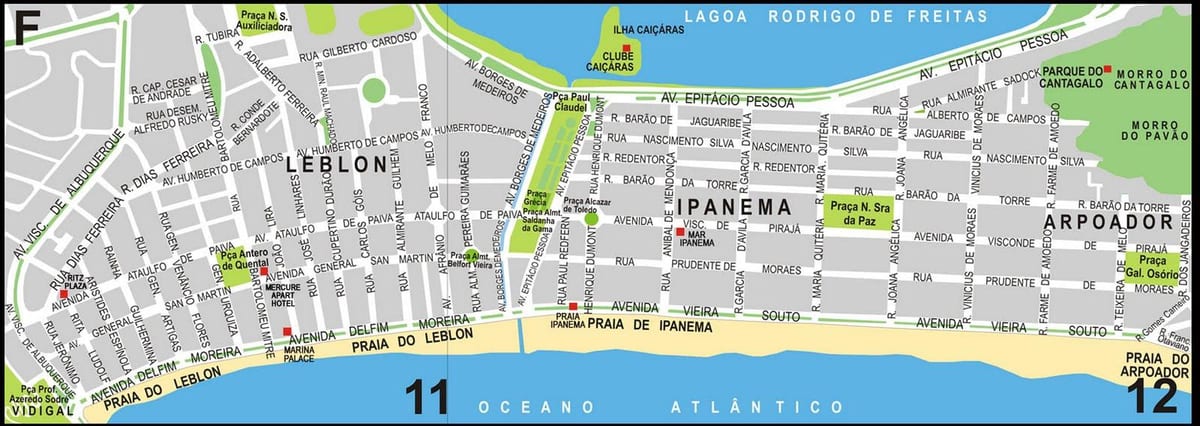 Žemėlapis Ipanema beach
