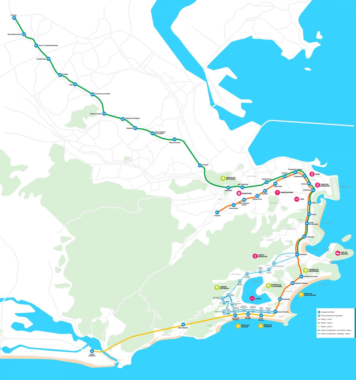Žemėlapis métro Rio de Žaneiras