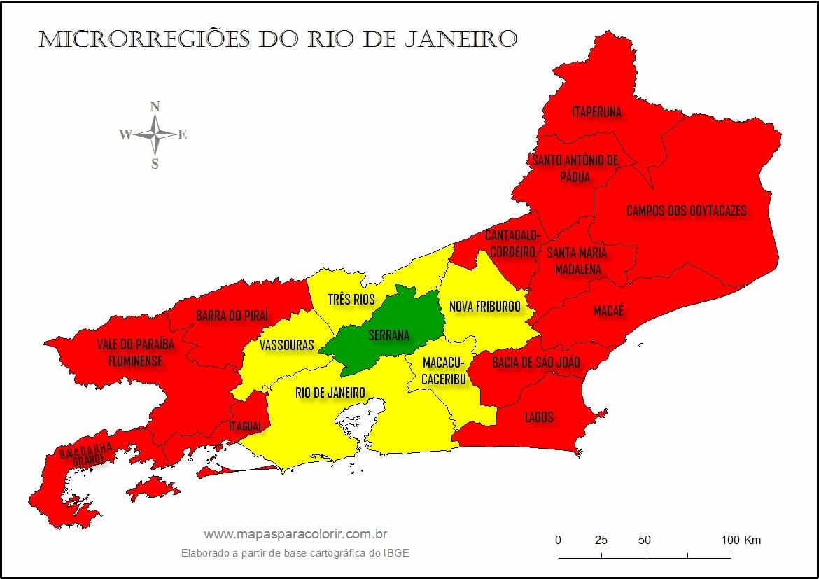 Žemėlapis mikroregionų Rio de Žaneiras