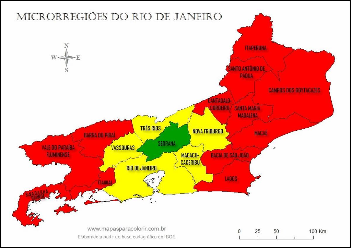 Žemėlapis mikroregionų Rio de Žaneiras