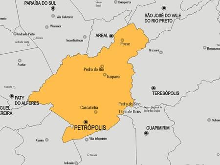Žemėlapis Petrópolis savivaldybė