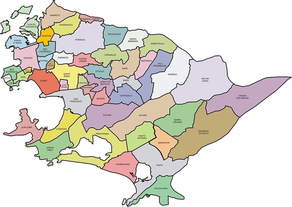 Žemėlapis Quartiers Niterói