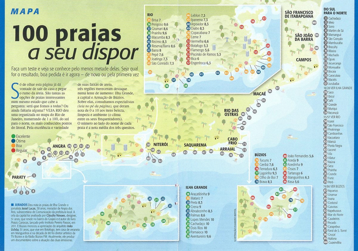 Žemėlapis Rio de Žaneiro paplūdimiai