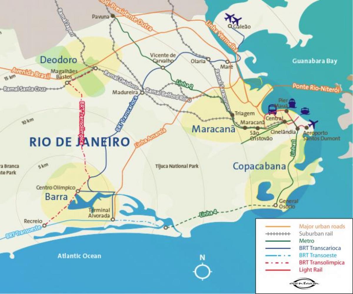 Žemėlapis Rio de Žaneiro oro uostai