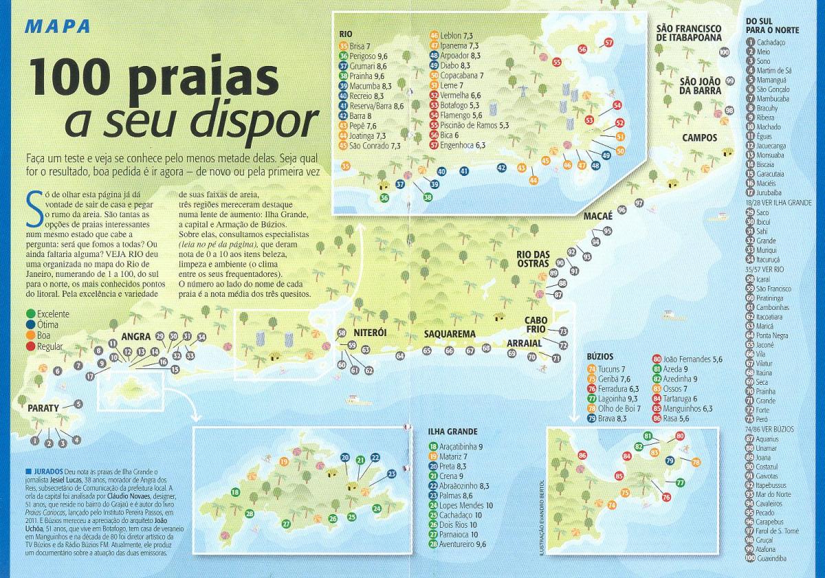 Žemėlapis Rio de Žaneiro paplūdimiai