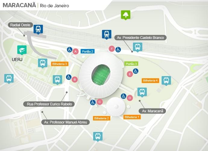Žemėlapis stadionas Maracanã accès