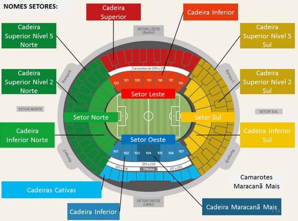 Žemėlapis stadionas Maracanã secteurs