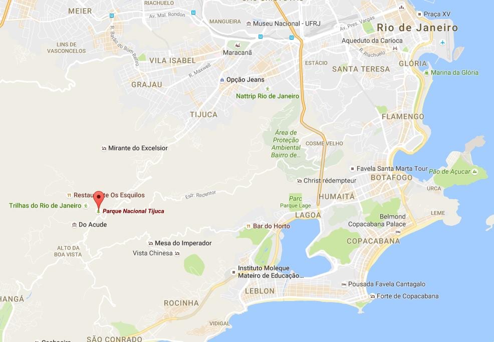 Žemėlapis Tijuca nacionalinis parkas