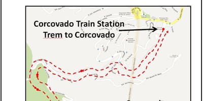 Žemėlapis traukinio Corcovado