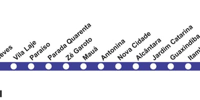 Žemėlapis Rio de Žaneiras metro - Line 3 (mėlyna)