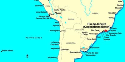 Žemėlapis Rio de Žaneiras Pietų Amerikoje