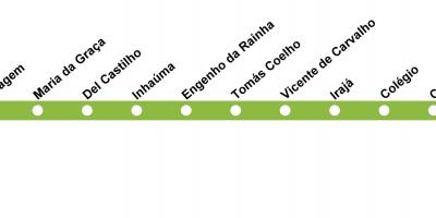 Žemėlapis Rio de Žaneiras metro - 2 Liniją (žalia)