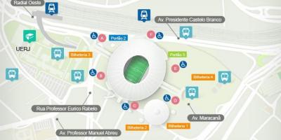 Žemėlapis stadionas Maracanã accès